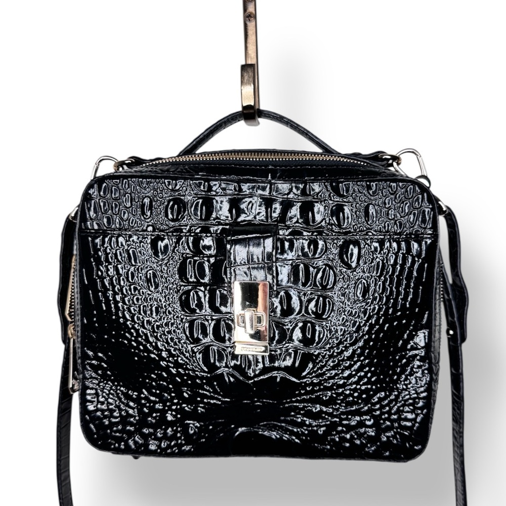 Brahmin Evie Black Crocodile Luxury Crossbody